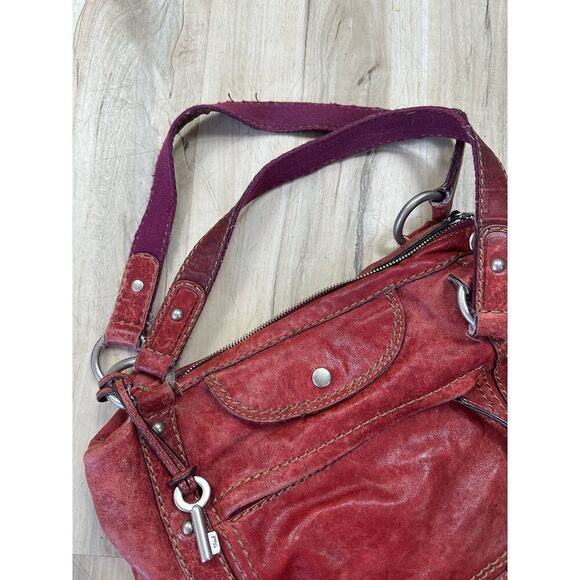 Fossil vintage leather satchel red - Picture 4 of 8
